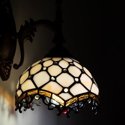 Brilagi - Tiffany-vägglampa i glasmosaik Elfenben 1xE14/40W/230V