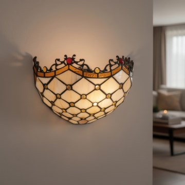 BRILAGI - Tiffany vägglampa i glasmosaik IVORY 1xE14/40W/230V