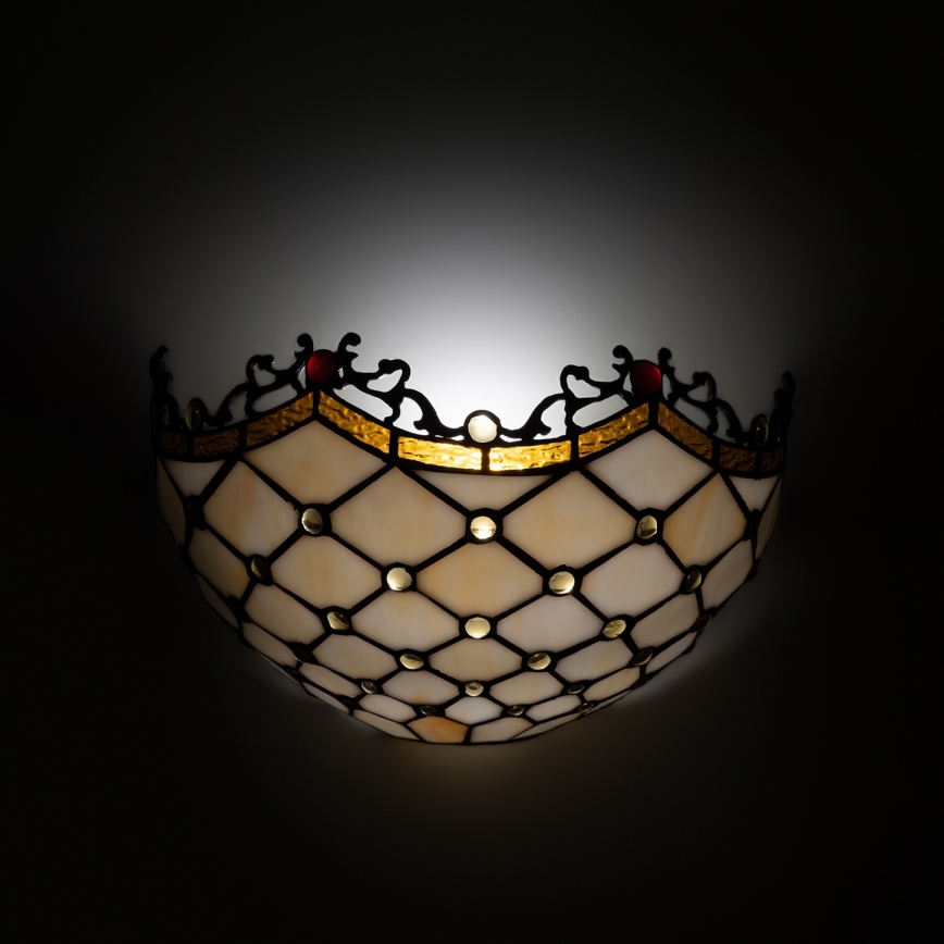 BRILAGI - Tiffany vägglampa i glasmosaik IVORY 1xE14/40W/230V