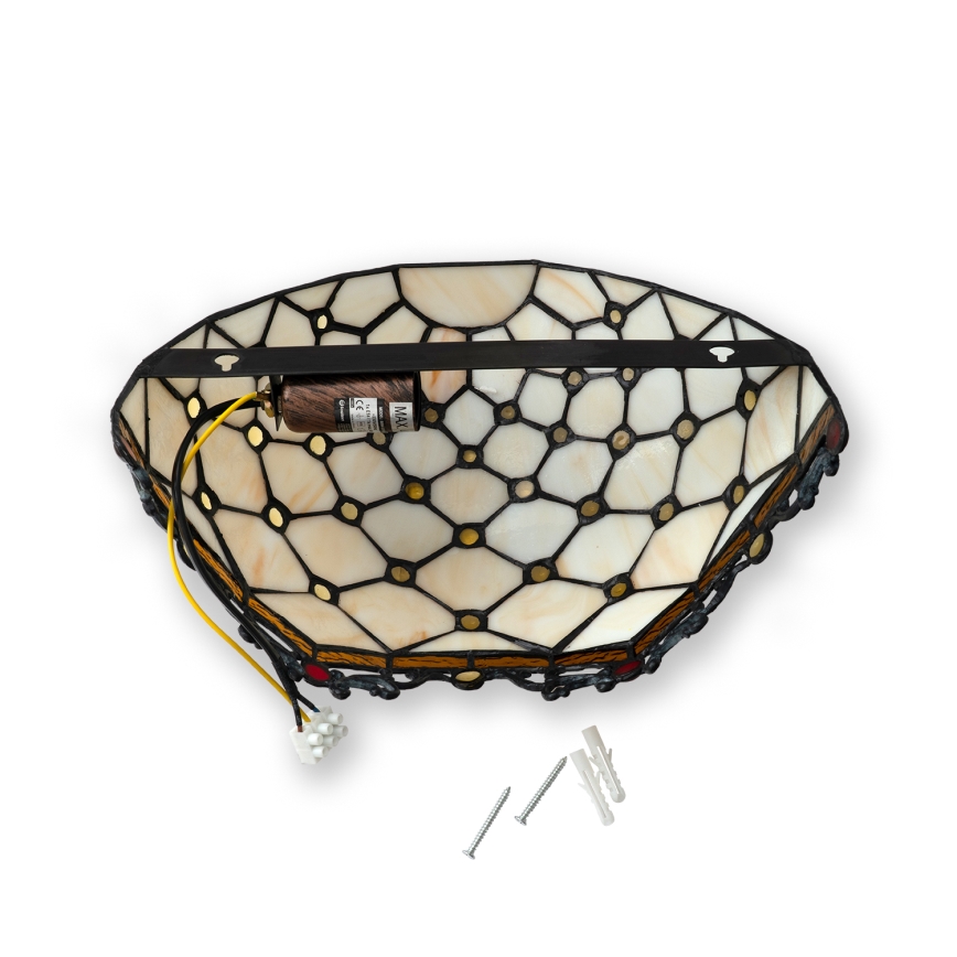 BRILAGI - Tiffany vägglampa i glasmosaik IVORY 1xE14/40W/230V