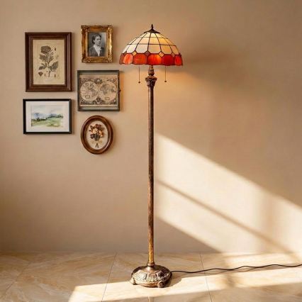 Brilagi - Tiffany-vitrajlampa golvlampa SIENNA 2xE27/60W/230V