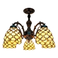 BRILAGI - Tiffany ytmonterad taklampa i glasmosaik IVORY SMOOTH 5xE27/60W/230V Ø 60 cm