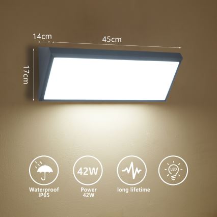 Brilagi - LED utomhusväggarmatur TRIANGLE LED/42W/230V 3000/4000/6500K 45 cm antracit IP65
