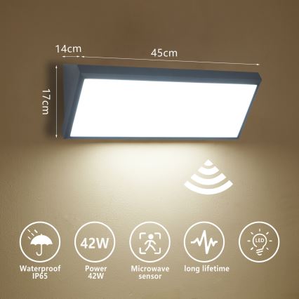 Brilagi - LED utomhusvägglampa med sensor TRIANGLE LED/42W/230V 45 cm antracit IP65