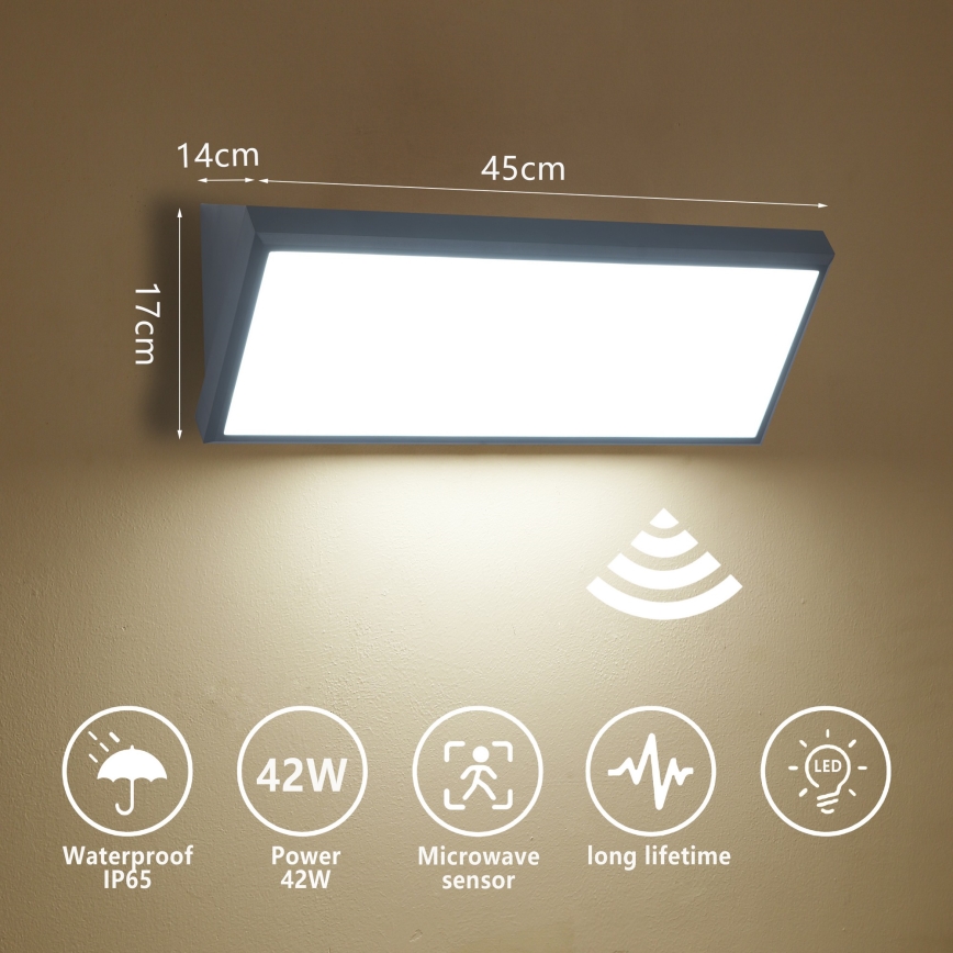 Brilagi - LED utomhusvägglampa med sensor TRIANGLE LED/42W/230V 45 cm antracit IP65