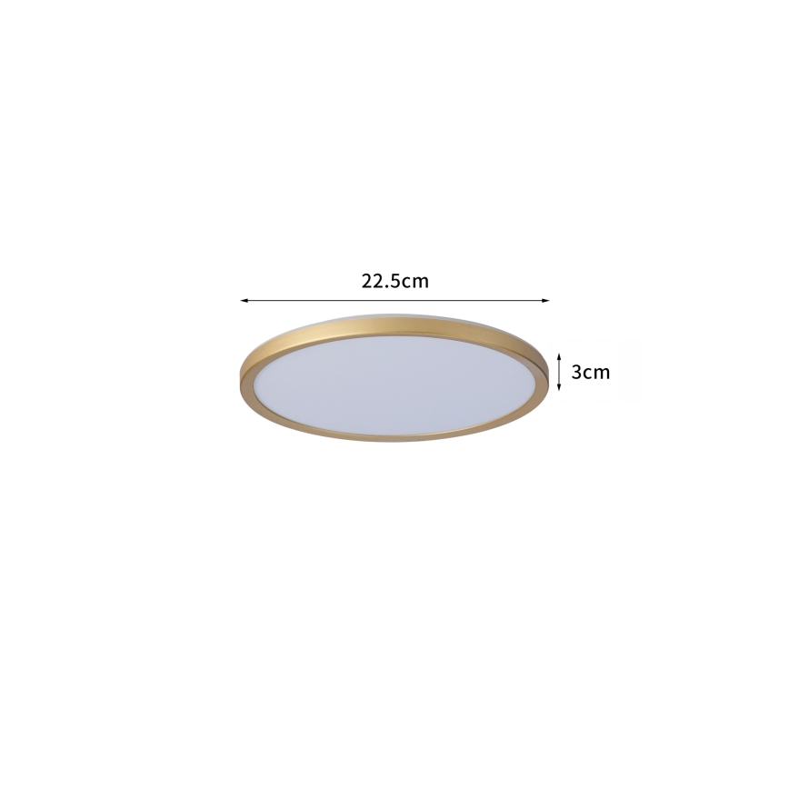 Brilagi - LED-badrumstaklampa ULTRA SLIM LED/12W/230V Ø 22,5 cm guld IP54