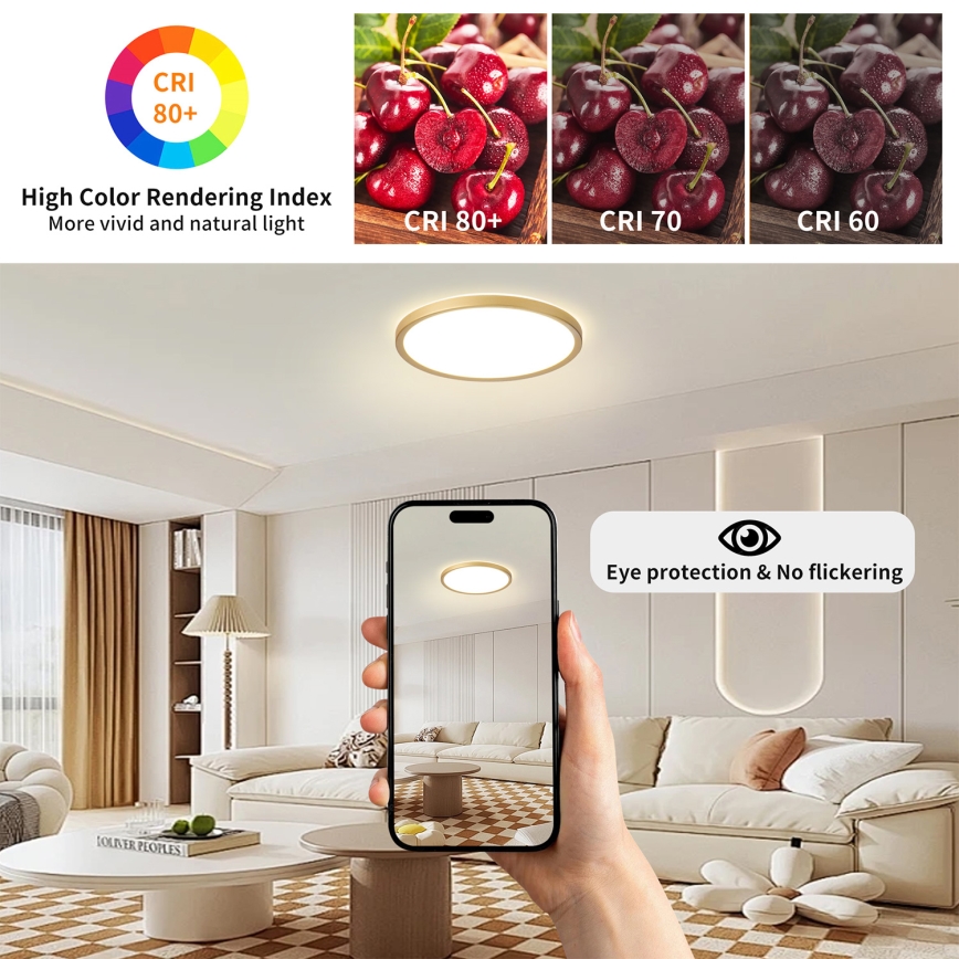 Brilagi - LED-taklampa för badrum ULTRA SLIM LED/18W/230V Ø 30 cm guldig IP54