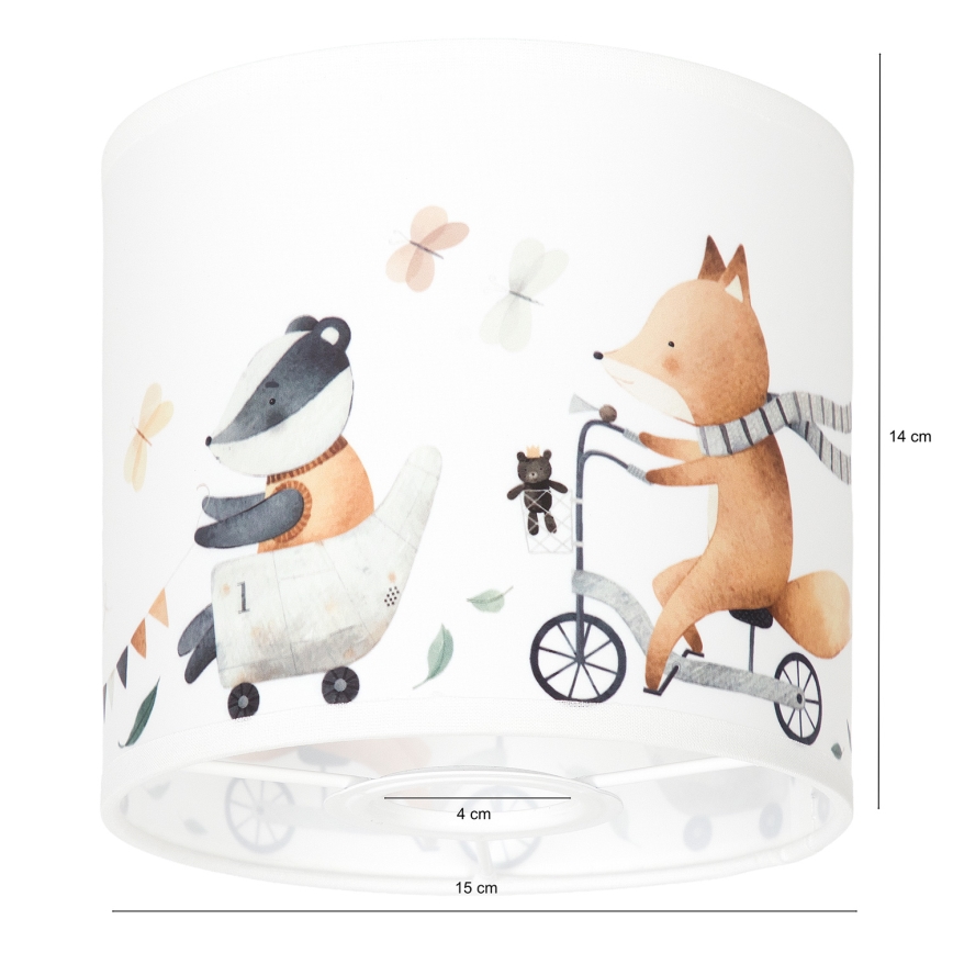 BRILAGI - Universell lampskärm BOBO E27 Ø 15 cm vit/djurmotiv