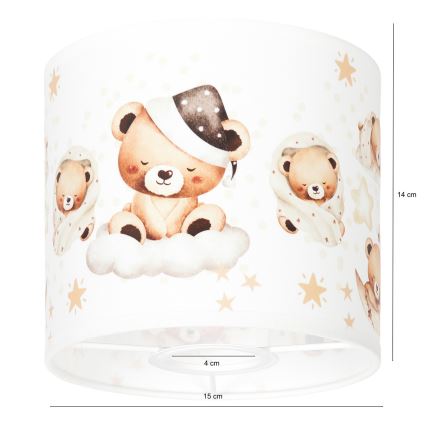 BRILAGI - Universell lampskärm BOBO E27 Ø 15 cm vit/nallemönster