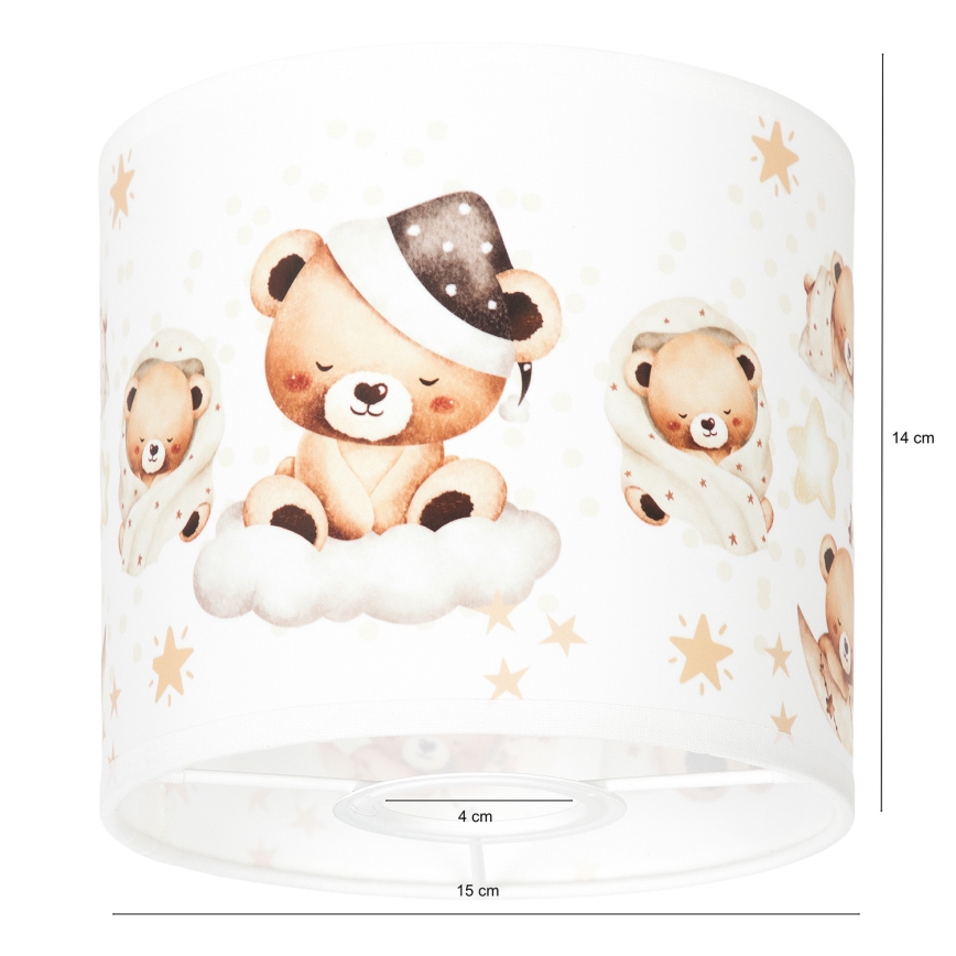 BRILAGI - Universell lampskärm BOBO E27 Ø 15 cm vit/nallemönster