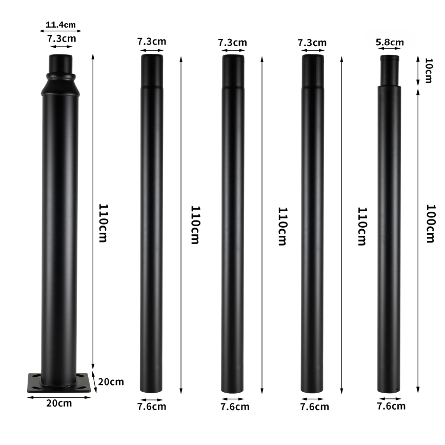 Brilagi - URBANSPARK LED-gatlykta med 5 m stolpe, 120 W, 230 V, svart, IP65