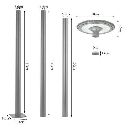 BRILAGI - URBANSPARK LED-gatulampa för utomhusbruk 120W/230V, grå, IP65