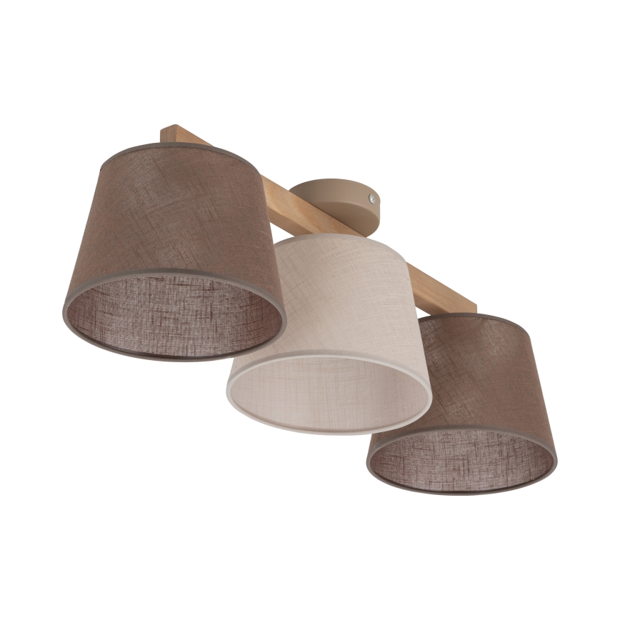 Brilagi - Utanpåliggande taklampa LATTE SABIA 3xE27/15W/230V furu/mix