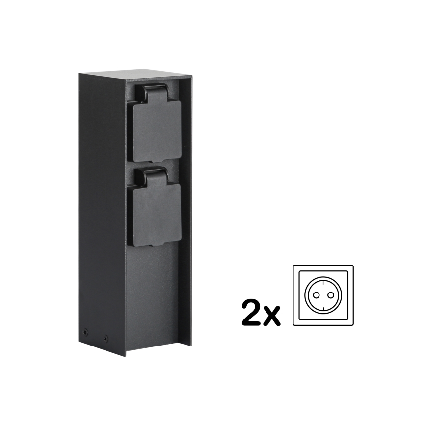 Brilagi - Utomhus elstolpe PILLAR 2Z SCHUKO 230V IP44 svart
