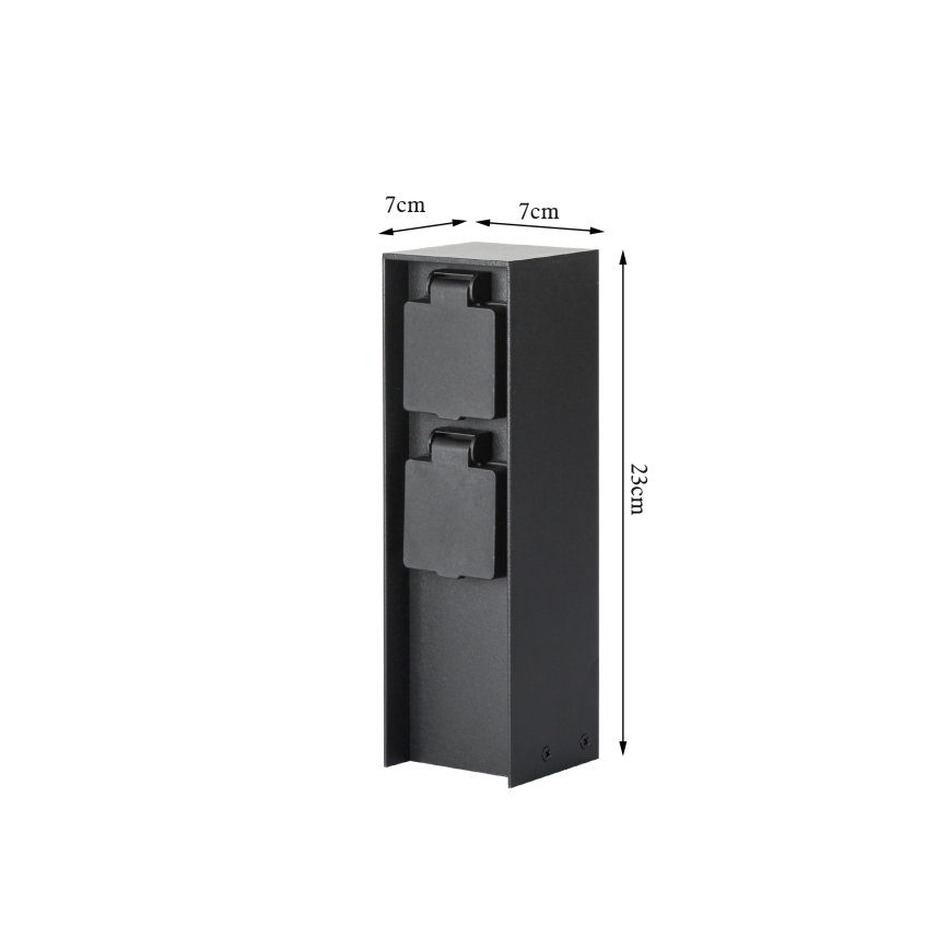 Brilagi - Utomhus elstolpe PILLAR 2Z SCHUKO 230V IP44 svart