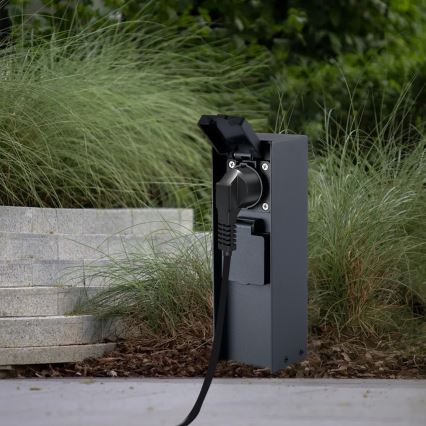 BRILAGI - Utomhus elstolpe PILLAR 2Z SCHUKO 230V IP44 svart