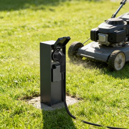 BRILAGI - Utomhus elstolpe PILLAR 2Z SCHUKO 230V IP44 svart