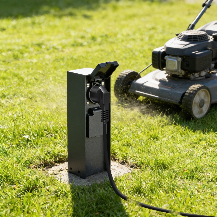 BRILAGI - Utomhus elstolpe PILLAR 2Z SCHUKO 230V IP44 svart