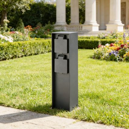 BRILAGI - Utomhus elstolpe PILLAR 2Z SCHUKO 230V IP44 svart