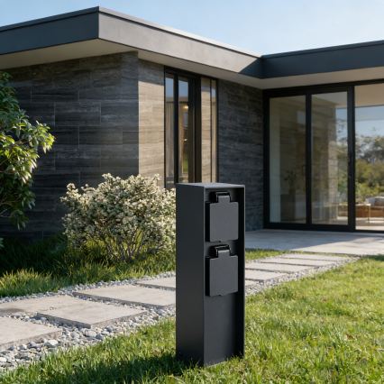BRILAGI - Utomhus elstolpe PILLAR 2Z SCHUKO 230V IP44 svart