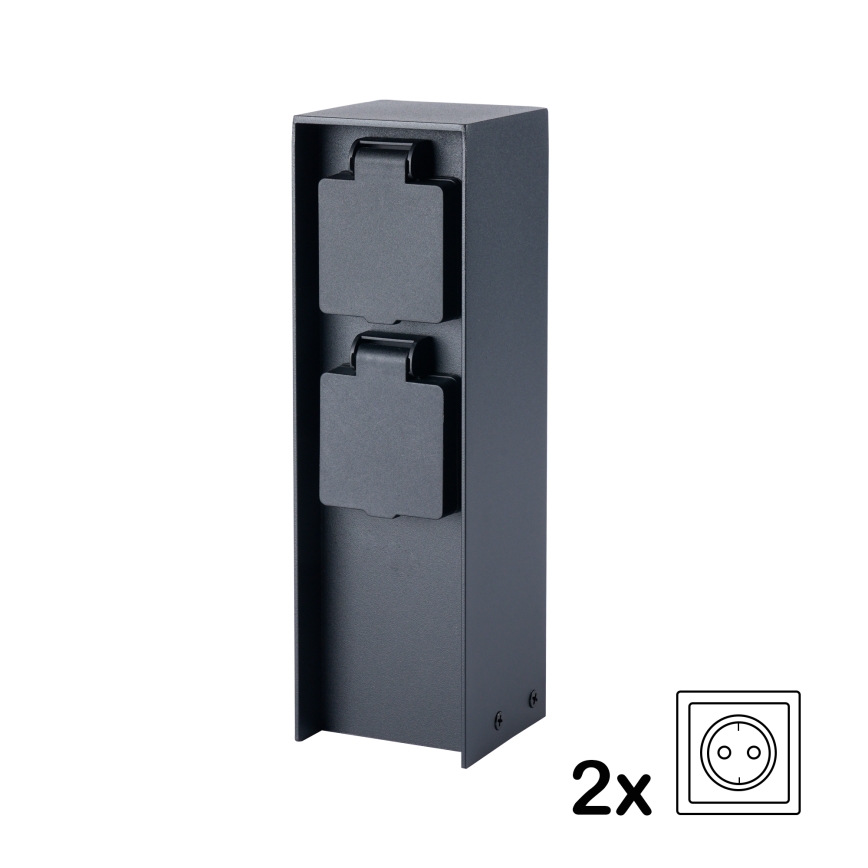 BRILAGI - Utomhus elstolpe PILLAR 2Z SCHUKO 230V IP44 svart