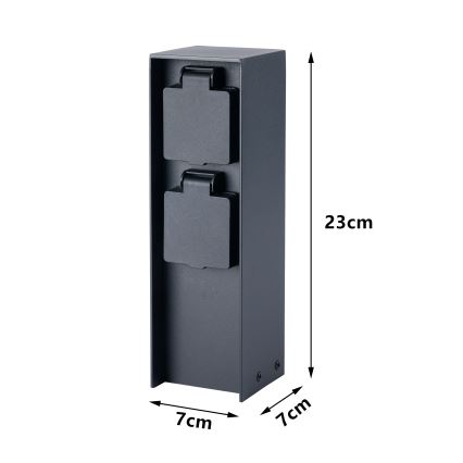 BRILAGI - Utomhus elstolpe PILLAR 2Z SCHUKO 230V IP44 svart