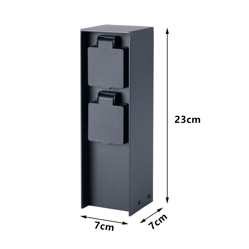BRILAGI - Utomhus elstolpe PILLAR 2Z SCHUKO 230V IP44 svart