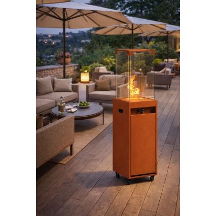 BRILAGI - Utomhus gaskamin FLARO GAS 142x36 cm 8kW 1xAAA rostbrun/brun + skyddsöverdrag