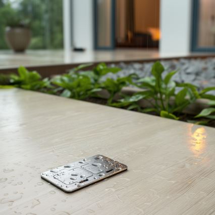 Brilagi - Utomhus inbyggd golv dubbelt uttag IP55 matt krom rektangulär