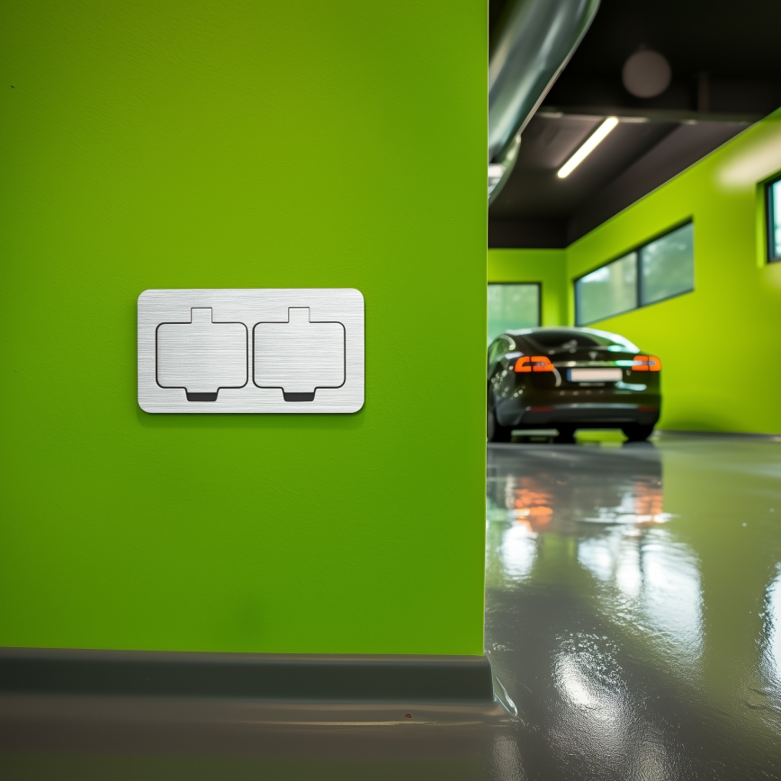 Brilagi - Utomhus inbyggd golv dubbelt uttag IP55 matt krom rektangulär