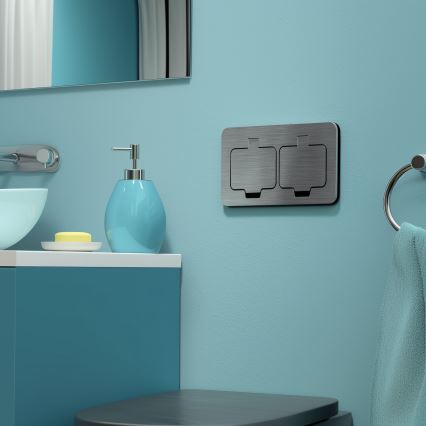 Brilagi - Utomhus inbyggd golv dubbelt uttag IP55 matt krom rektangulär