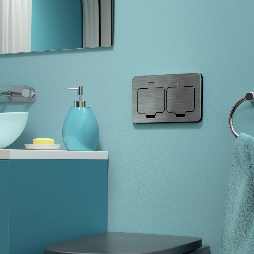 Brilagi - Utomhus inbyggd golv dubbelt uttag IP55 matt krom rektangulär