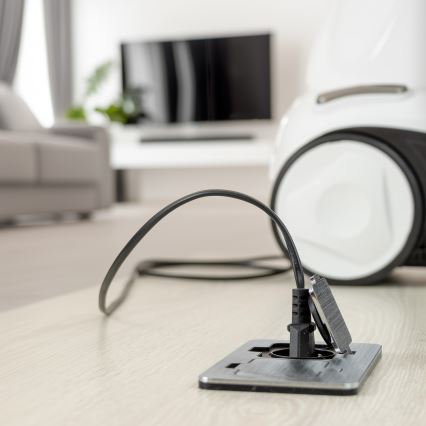 Brilagi - Utomhus inbyggd golv dubbelt uttag IP55 matt krom rektangulär