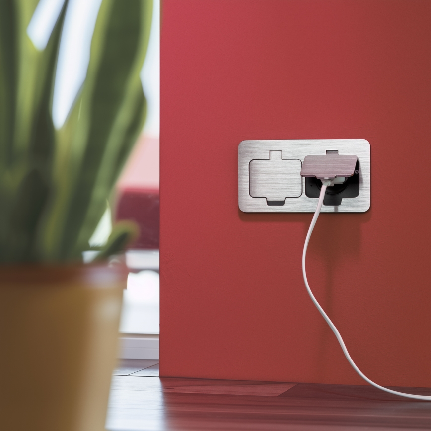 Brilagi - Utomhus inbyggd golv dubbelt uttag IP55 matt krom rektangulär