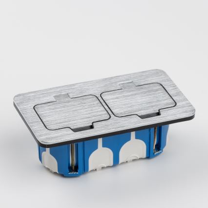 Brilagi - Utomhus inbyggd golv dubbelt uttag IP55 matt krom rektangulär