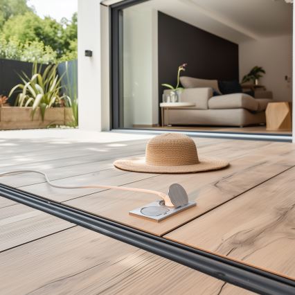 Brilagi - Utomhus inbyggd golv dubbelt uttag IP55 silver rektangulär