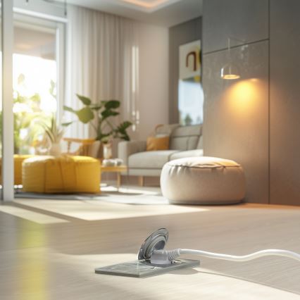 Brilagi - Utomhus inbyggd golv dubbelt uttag IP55 silver rektangulär