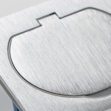 Brilagi - Utomhus inbyggd golv dubbelt uttag IP55 silver rektangulär