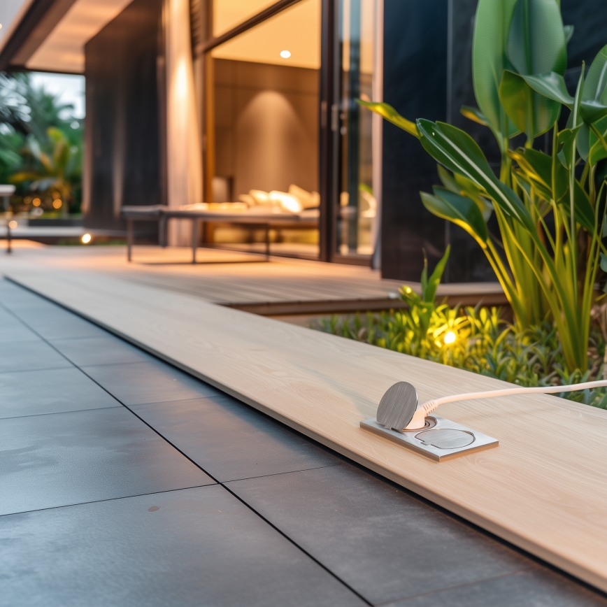 Brilagi - Utomhus inbyggd golv dubbelt uttag IP55 silver rektangulär