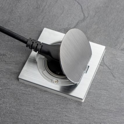 Brilagi - Utomhus inbyggd golv uttag IP55 matt krom fyrkant