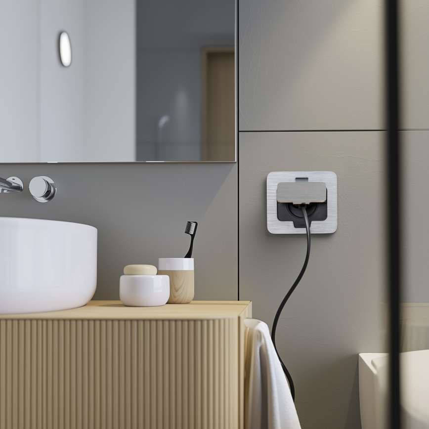 Brilagi - Utomhus inbyggd golv uttag IP55 matt krom rektangulär