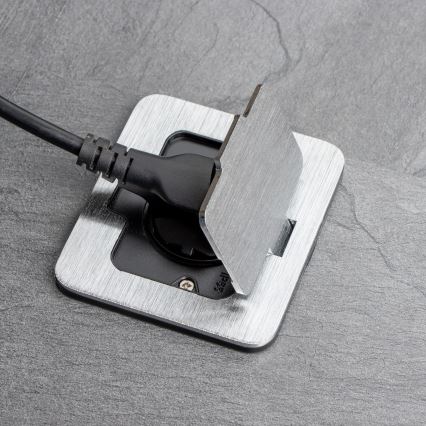 Brilagi - Utomhus inbyggd golv uttag IP55 matt krom rektangulär