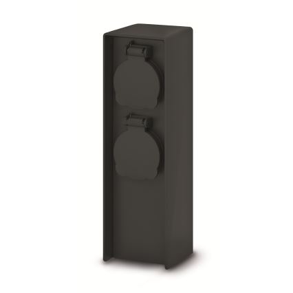 Brilagi - Utomhus uttagsstolpe med 2x SCHUKO-uttag, 230 V, IP44, svart