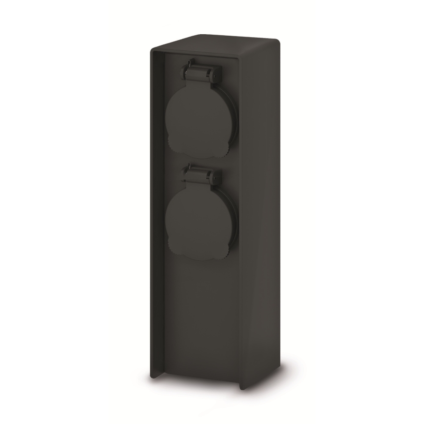 Brilagi - Utomhus uttagsstolpe med 2x SCHUKO-uttag, 230 V, IP44, svart