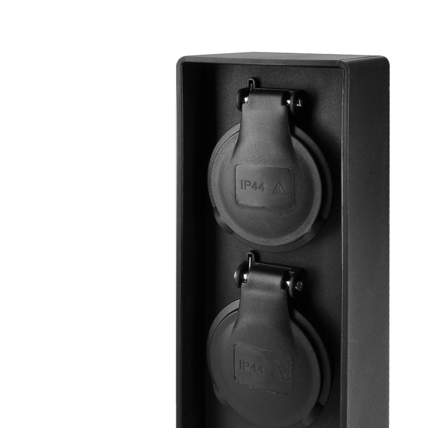 Brilagi - Utomhus uttagsstolpe med 2x SCHUKO-uttag, 230 V, IP44, svart