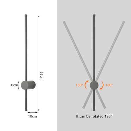 Brilagi - AURA LED utomhusväggarmatur 12W/230V 4000K IP54 65 cm antracit CRI 90