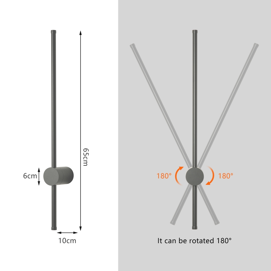 Brilagi - AURA LED utomhusväggarmatur 12W/230V 4000K IP54 65 cm antracit CRI 90