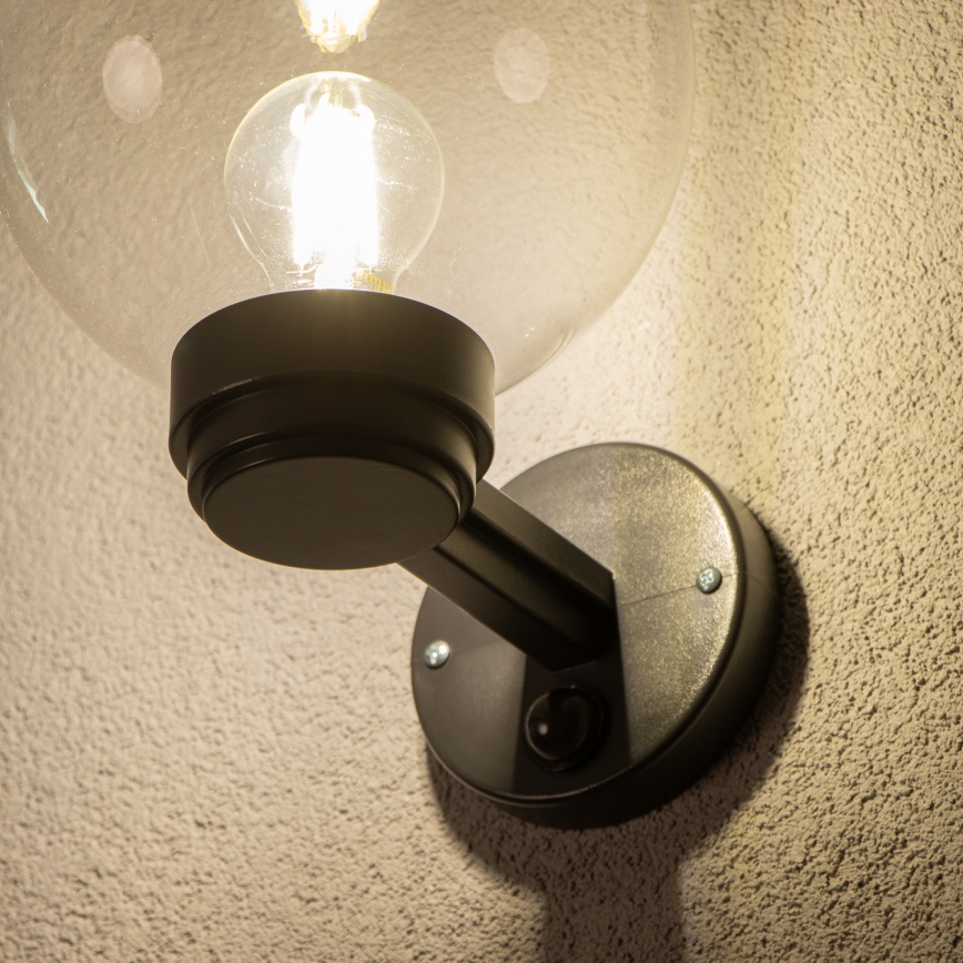 BRILAGI - Utomhus väggarmatur med inbyggd rörelsesensor HARBOR 1xE27/40W/230V IP33 antracit/klarglas