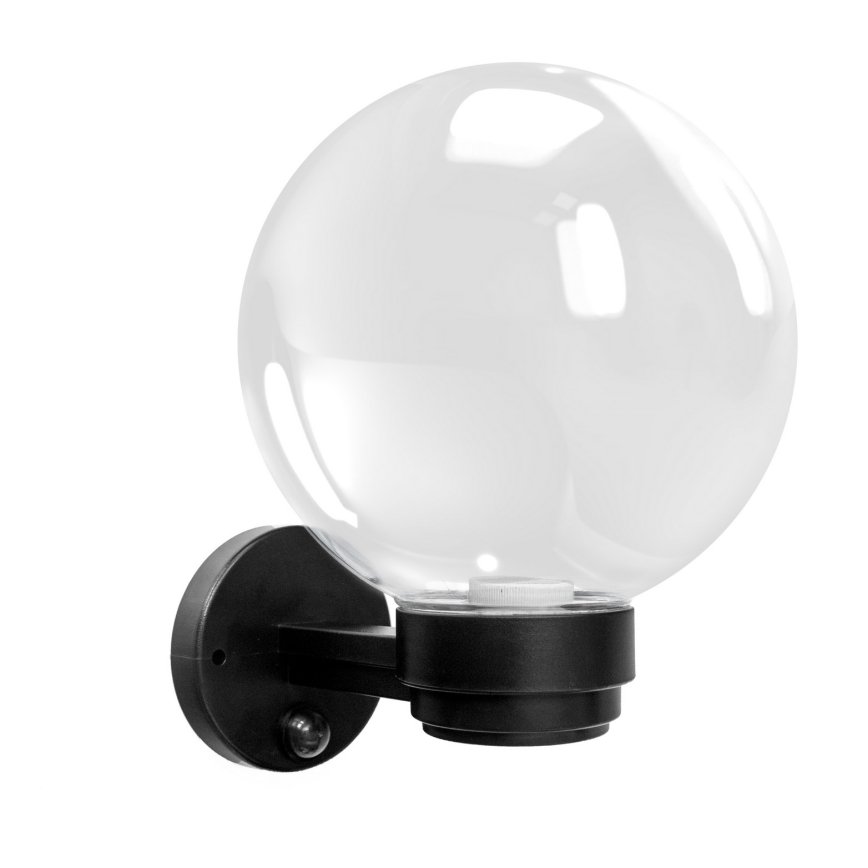 Brilagi - Utomhusvägglampa med rörelsesensor HARBOR 1xE27/40W/230V IP33 svart/klart glas