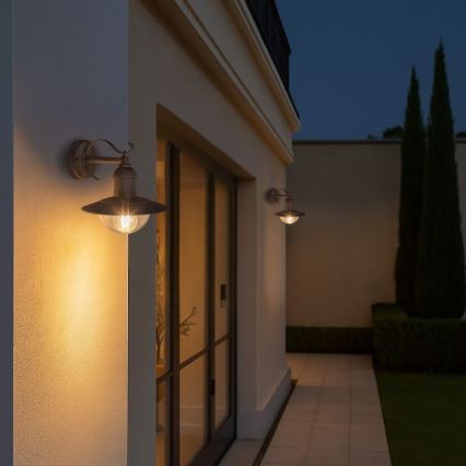 Brilagi - Utomhus väggarmatur MOLDE 1xE27/60W/230V IP44 vit/patina